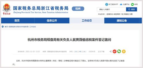 杭州市稅務局稽查局有關負責人就黃薇偷逃稅案件答記者問
